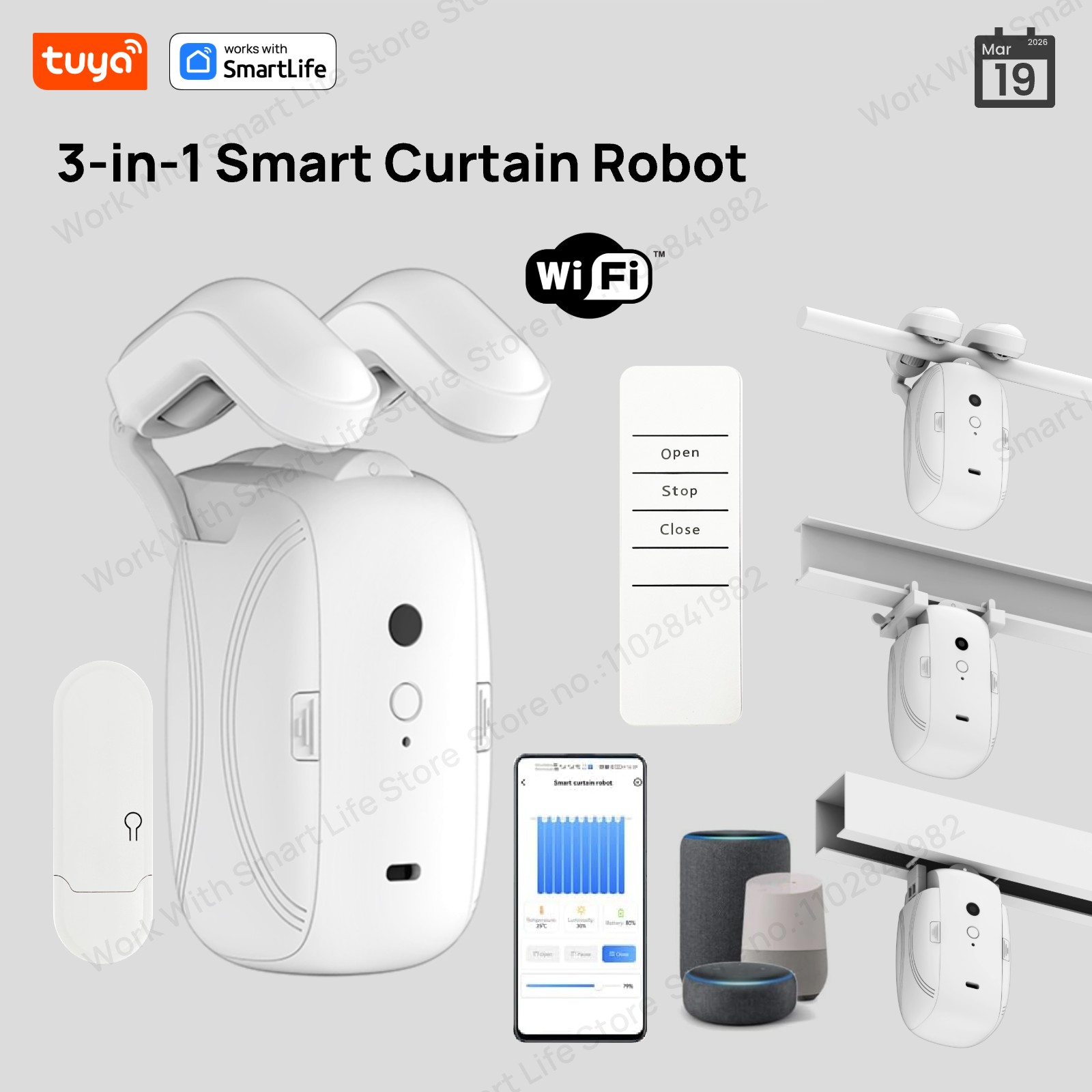 Smart Home Control Panel - روبوت ستائر ذكي من تويا يعمل
