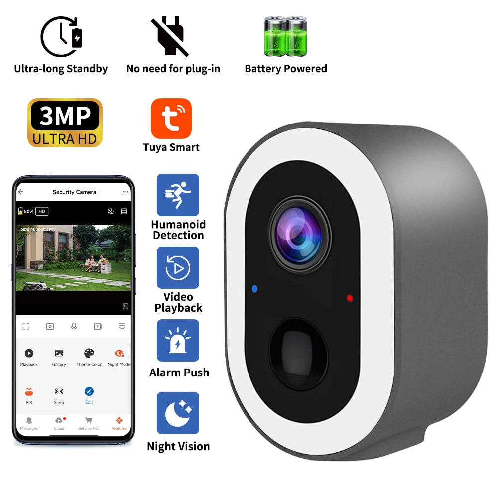 Smart Home Wiser - 3MP Tuya الحياة الذكية بطارية تعمل