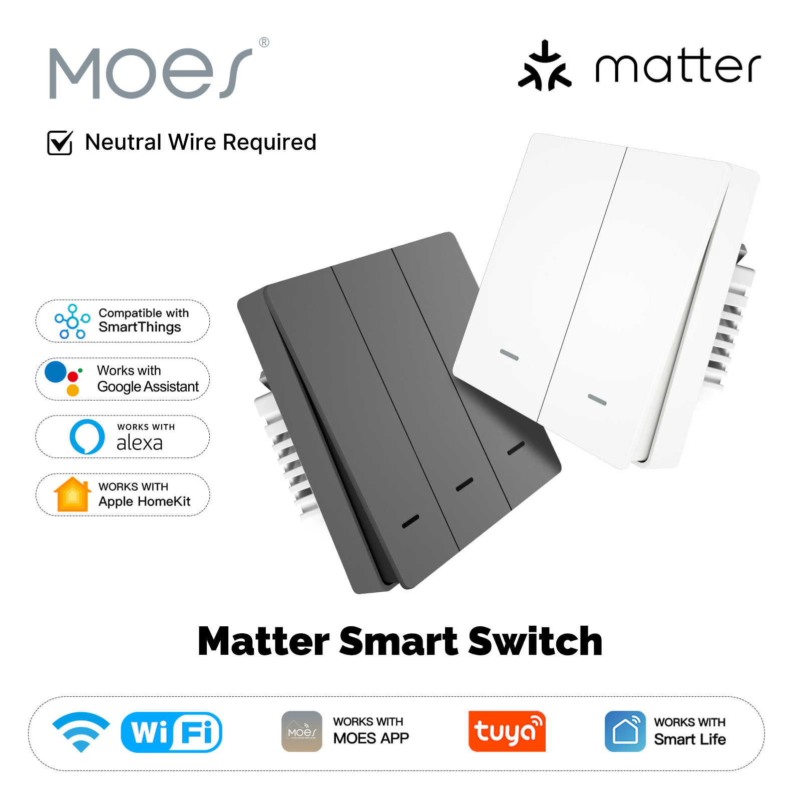 Smart Home Internet - MOES Matter Tuya WiFi مفتاح الضوء