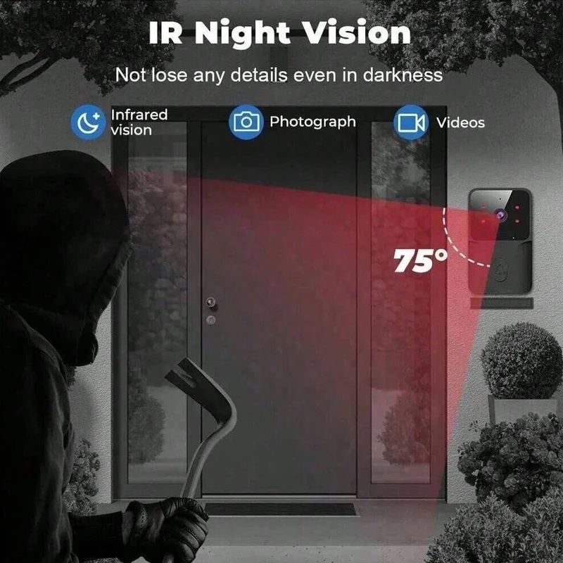 جرس باب ذكي لاسلكي يعمل بالواي - مراجعة Smart Home Video Doorbell Installation وسعره